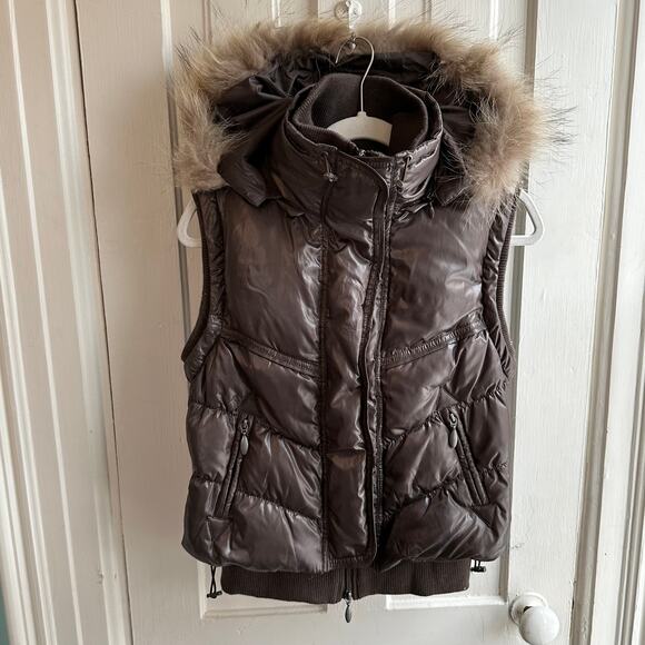 Bruno Benini Down Vest Fur Trimmed Hood - Picture 2 of 9